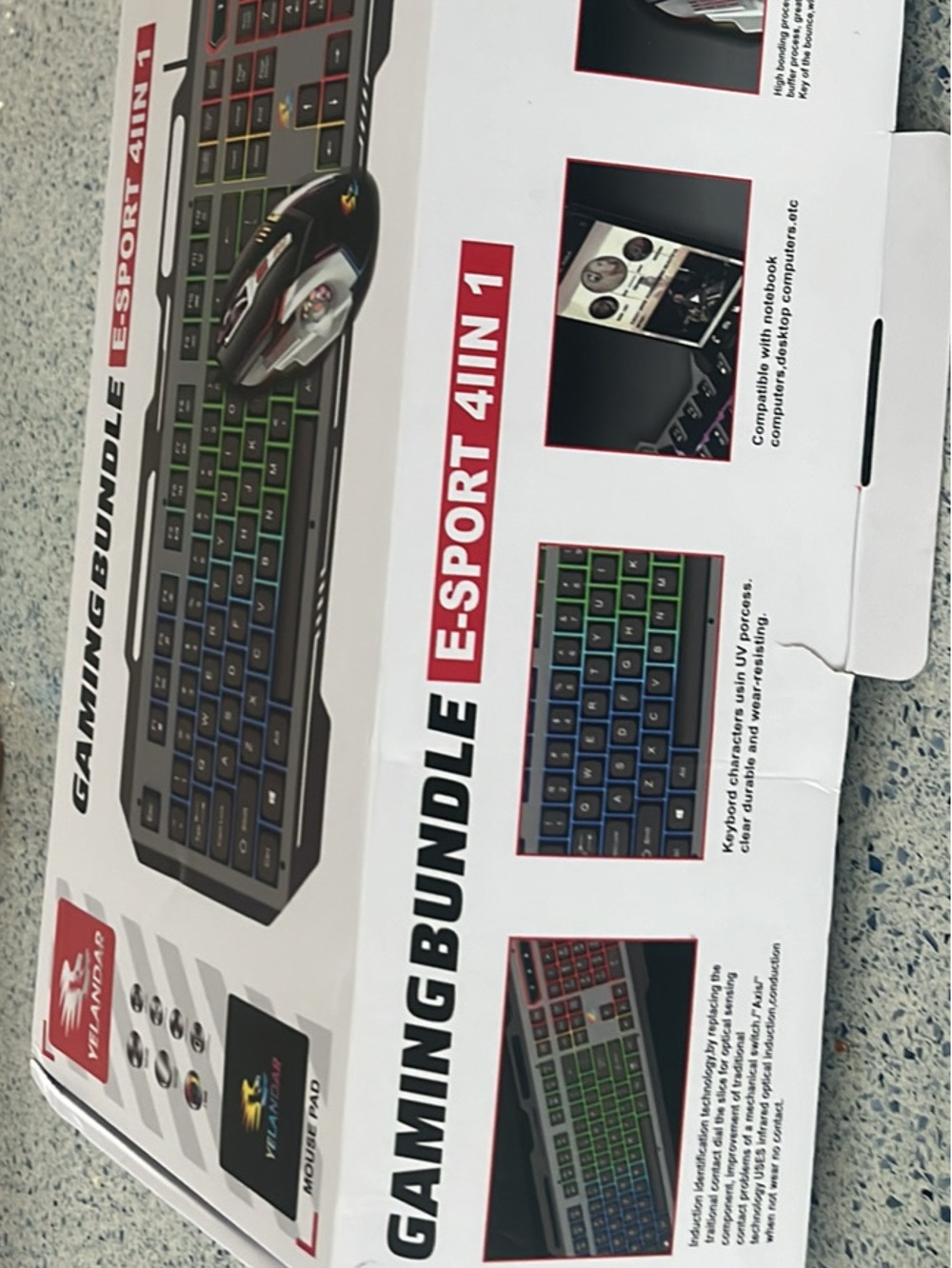 E-Sport 4-in-1 Gaming Keyboard & Mouse Set - Black with RGB Backlight